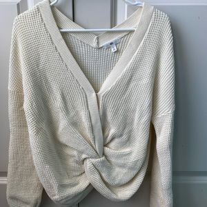 White Twist Knit Sweater